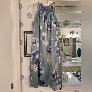 Watercolor Print Silk Sheath Dress